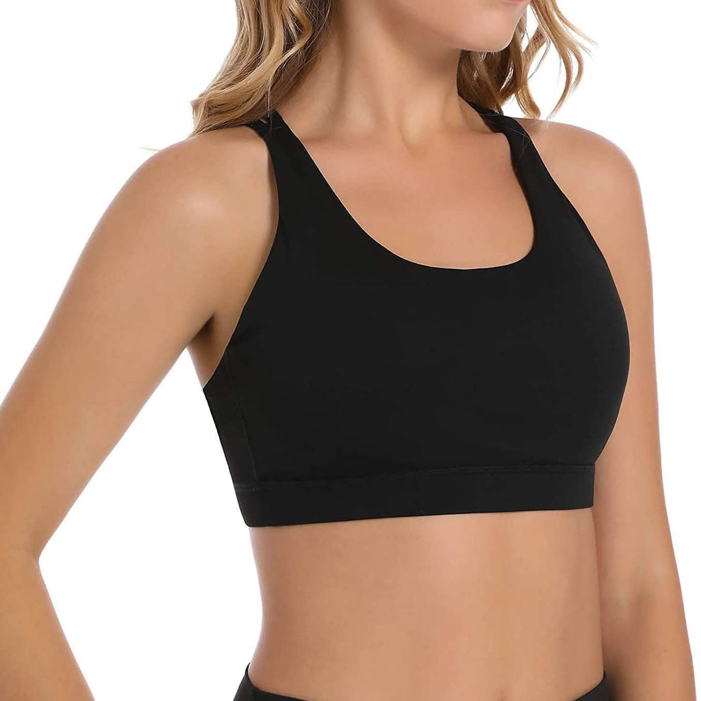 Soutien-gorge de sport rembourré à bretelles croisées dans le dos, maintien moyen, avec bonnets amovibles pour le yoga