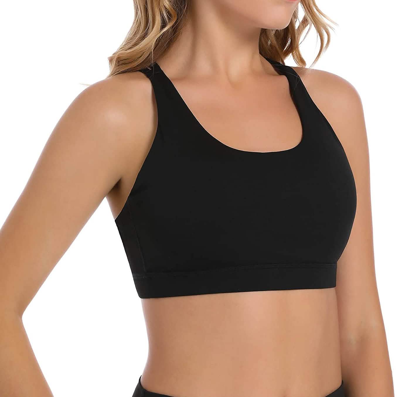 Soutien-gorge de sport rembourré à bretelles croisées dans le dos, maintien moyen, avec bonnets amovibles pour le yoga