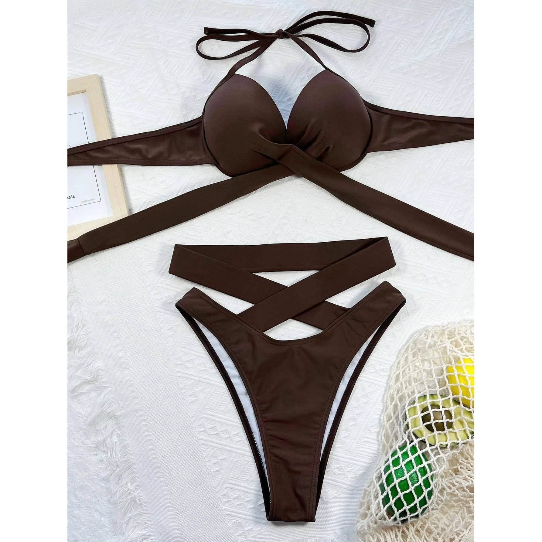 Criss Cross Wrap Push Up Bikini Swimsuit