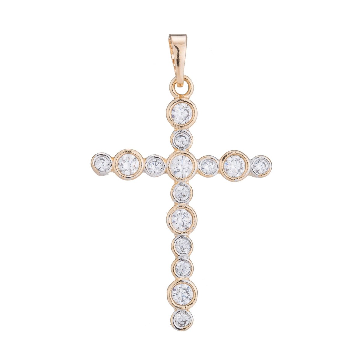 Cross Gold Plated Pendant Necklace - Simple Cross Gold Pendant Cubic Zircon Crystal - Rose Gold Plated Pendant - Religious Pendant Charm H-451