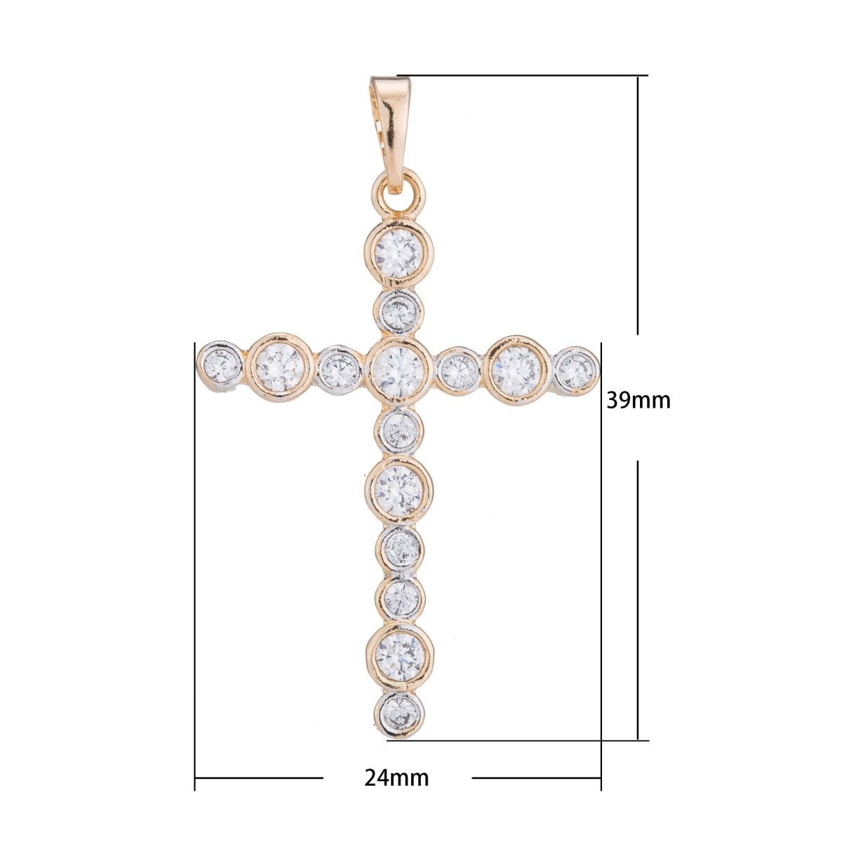 Cross Gold Plated Pendant Necklace - Simple Cross Gold Pendant Cubic Zircon Crystal - Rose Gold Plated Pendant - Religious Pendant Charm H-451