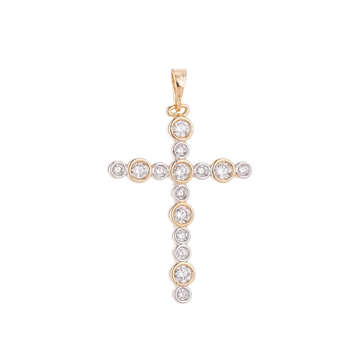Cross Gold Plated Pendant Necklace - Simple Cross Gold Pendant Cubic Zircon Crystal - Rose Gold Plated Pendant - Religious Pendant Charm H-451