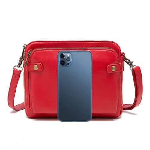 Sac bandoulière en cuir et pochette