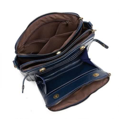 Sac bandoulière en cuir et pochette
