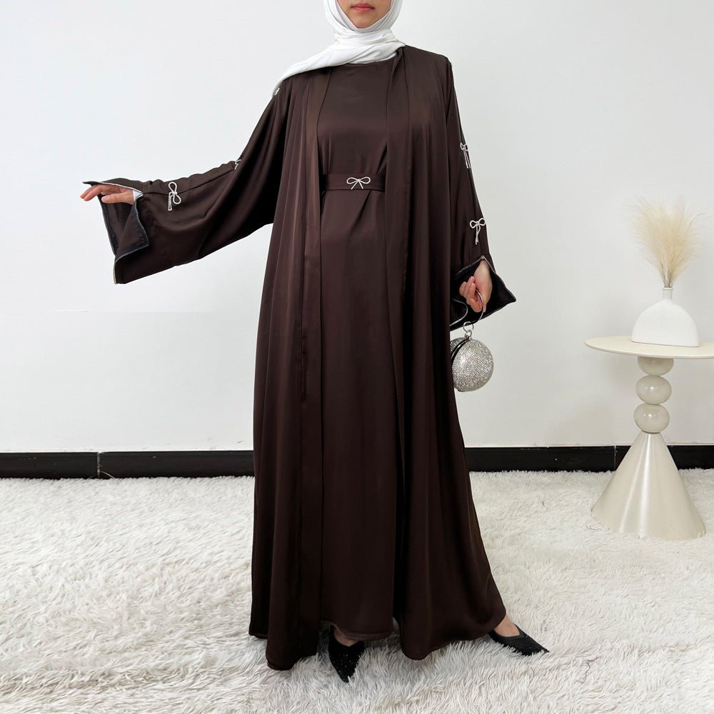 Crystal Bow Embellished Abaya 4-Piece Set(MOA253)