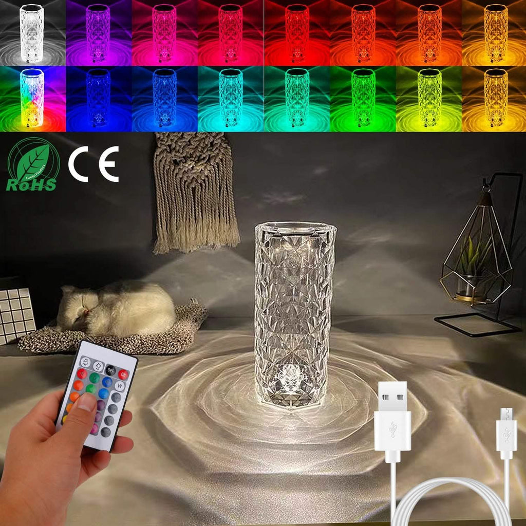 Crystal Diamond Rose Table Lamp