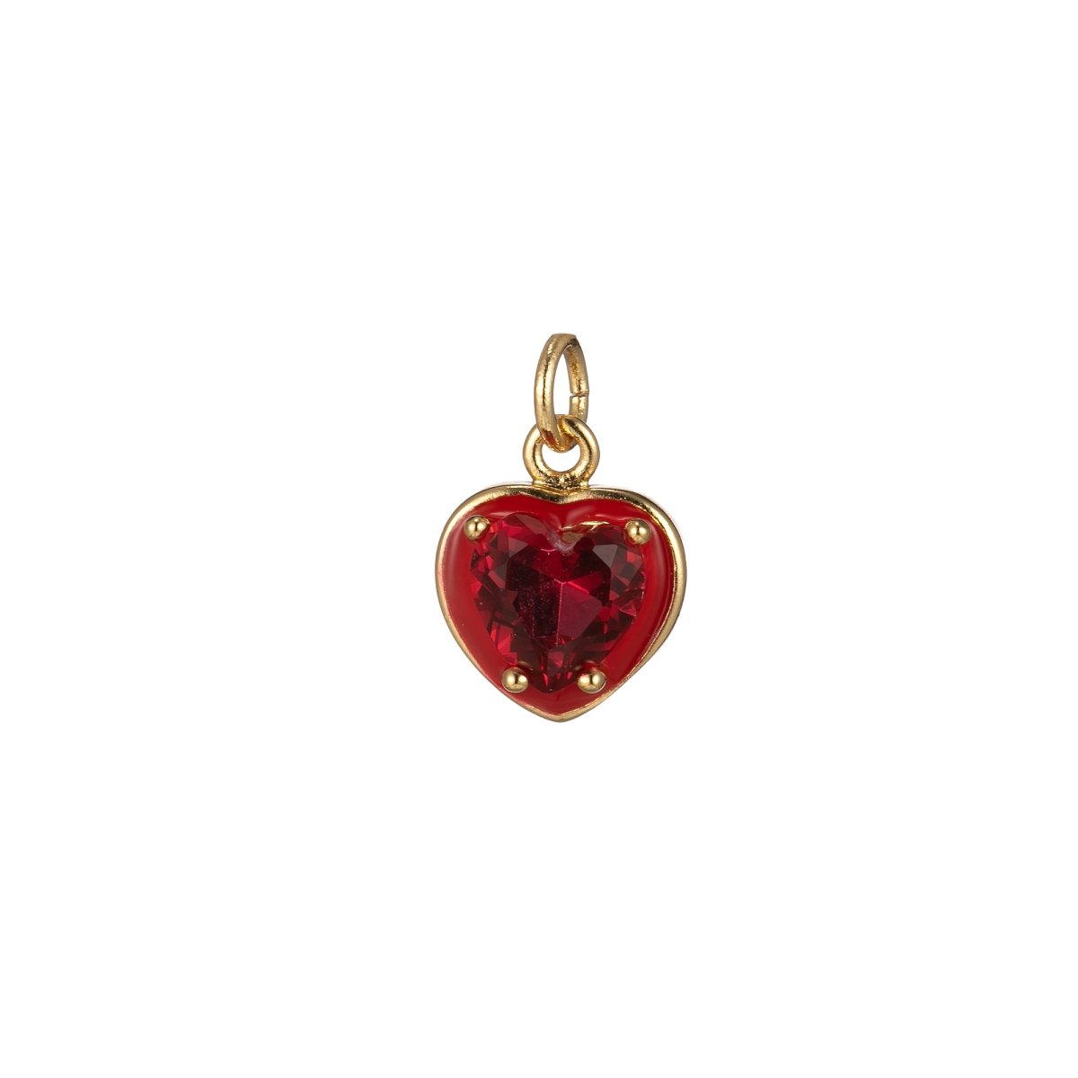 Crystal Heart Gold Filled Charm M-247-M-254
