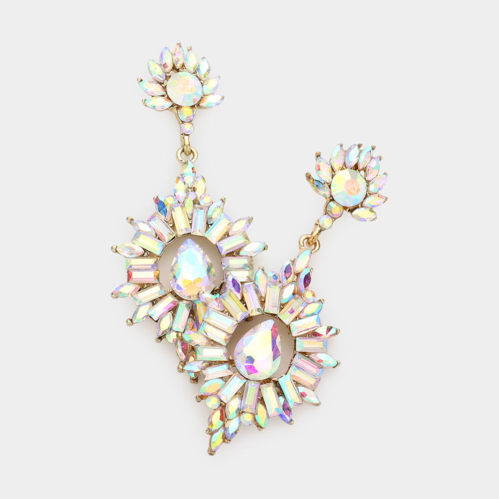 Crystal Rhinestone Flame Evening Earrings
