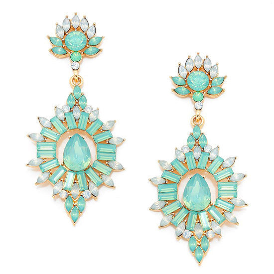 Crystal Rhinestone Flame Evening Earrings