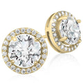 Boucles d'oreilles clous rondes avec halo de cristal