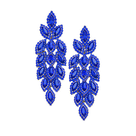 Women's Crystal Stone Leaf Cluster Marquise Evening Stud Earrings