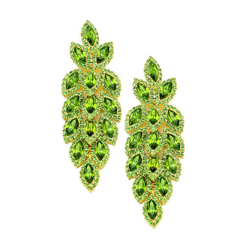 Women's Crystal Stone Leaf Cluster Marquise Evening Stud Earrings