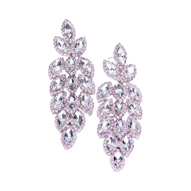 Women's Crystal Stone Leaf Cluster Marquise Evening Stud Earrings