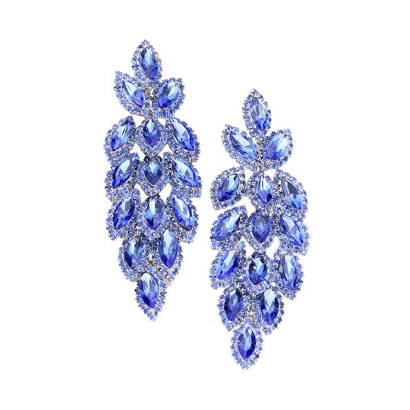 Women's Crystal Stone Leaf Cluster Marquise Evening Stud Earrings