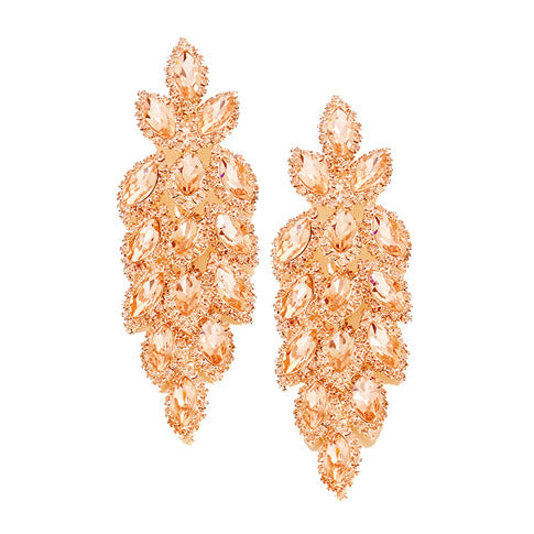 Women's Crystal Stone Leaf Cluster Marquise Evening Stud Earrings