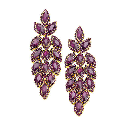 Women's Crystal Stone Leaf Cluster Marquise Evening Stud Earrings