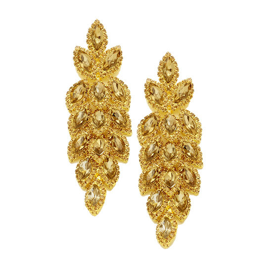 Women's Crystal Stone Leaf Cluster Marquise Evening Stud Earrings