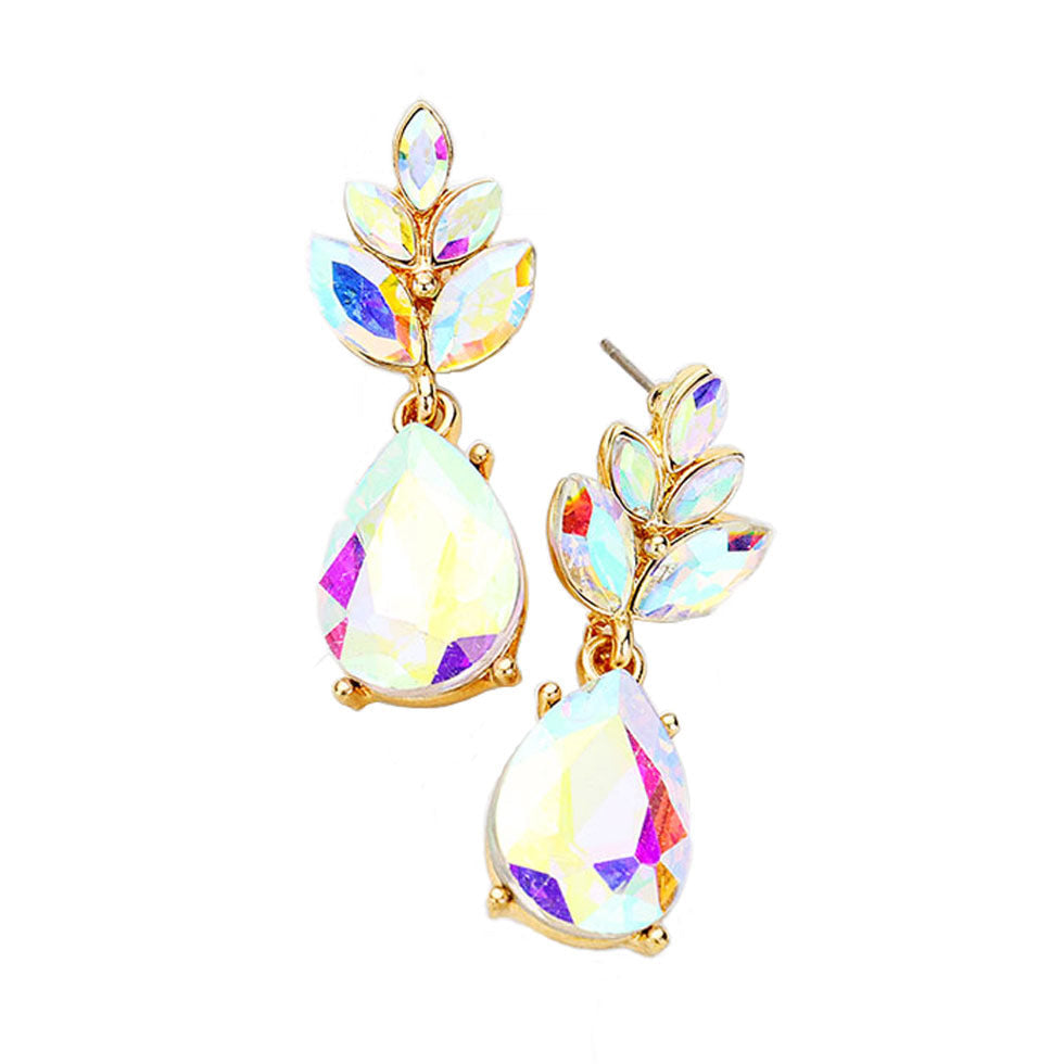 Crystal Teardrop Cluster Vine Evening Earrings