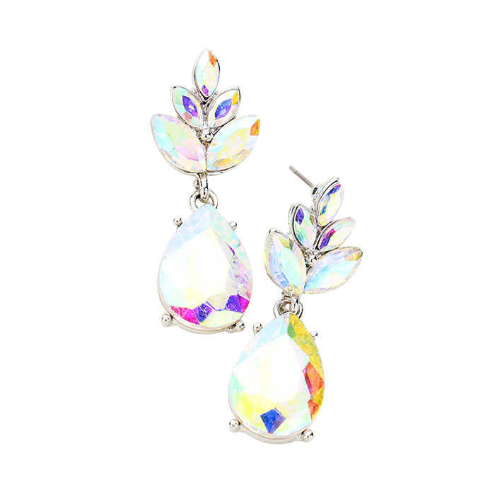 Crystal Teardrop Cluster Vine Evening Earrings