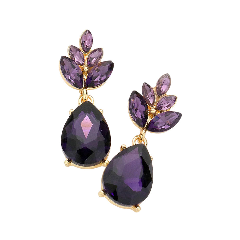 Crystal Teardrop Cluster Vine Evening Earrings