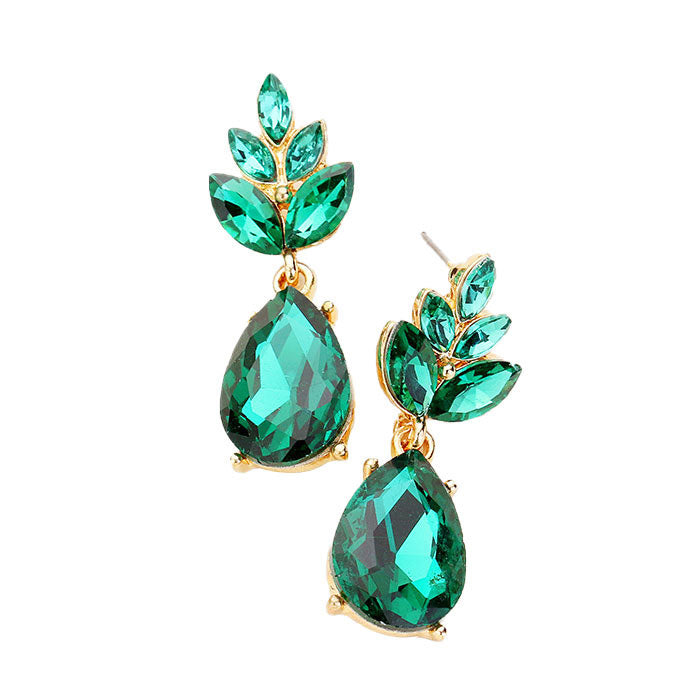 Crystal Teardrop Cluster Vine Evening Earrings