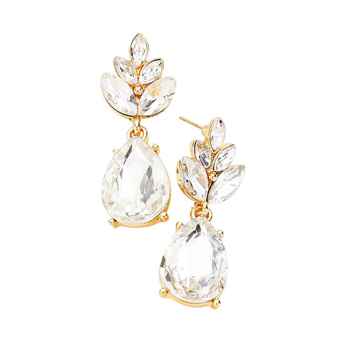 Crystal Teardrop Cluster Vine Evening Earrings