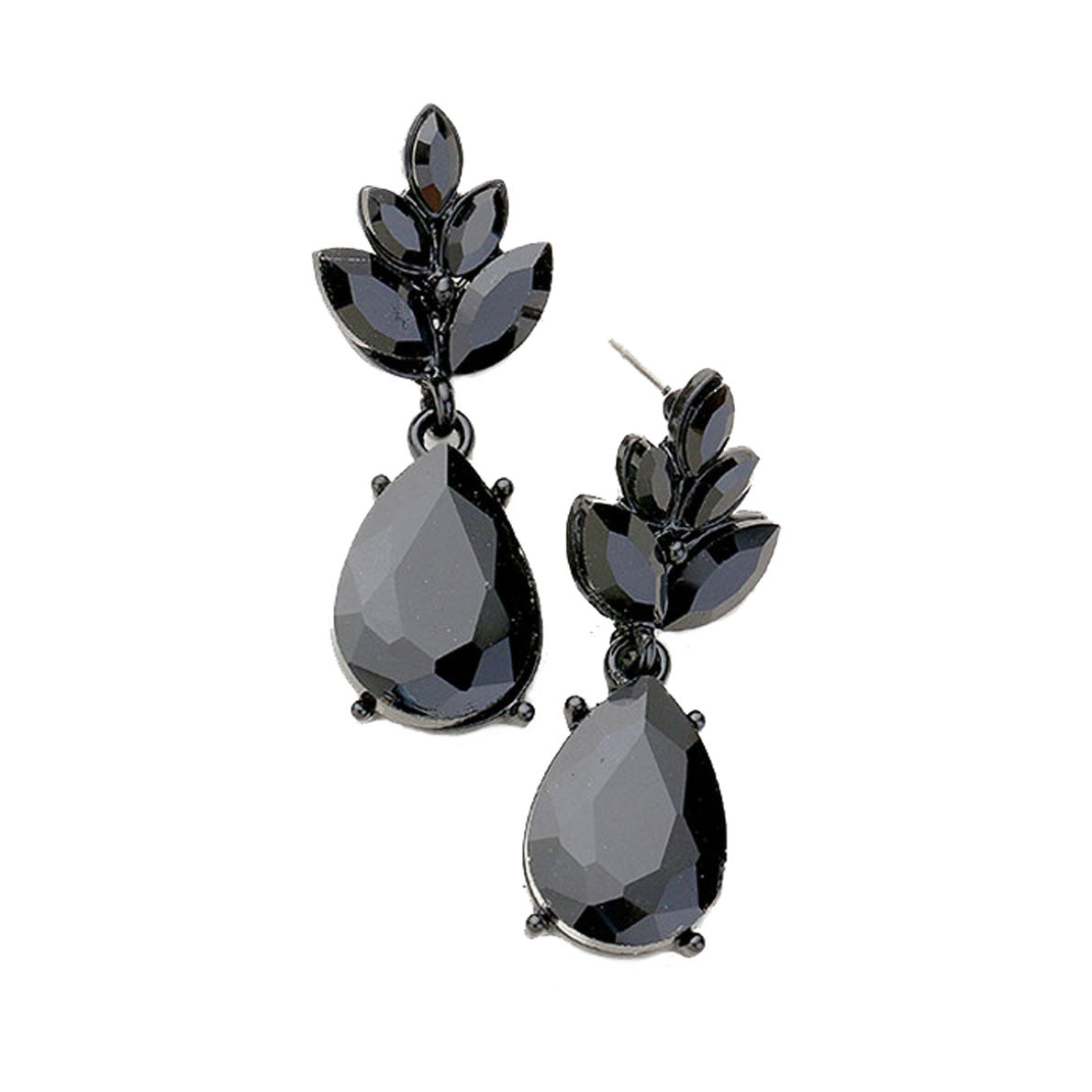 Crystal Teardrop Cluster Vine Evening Earrings