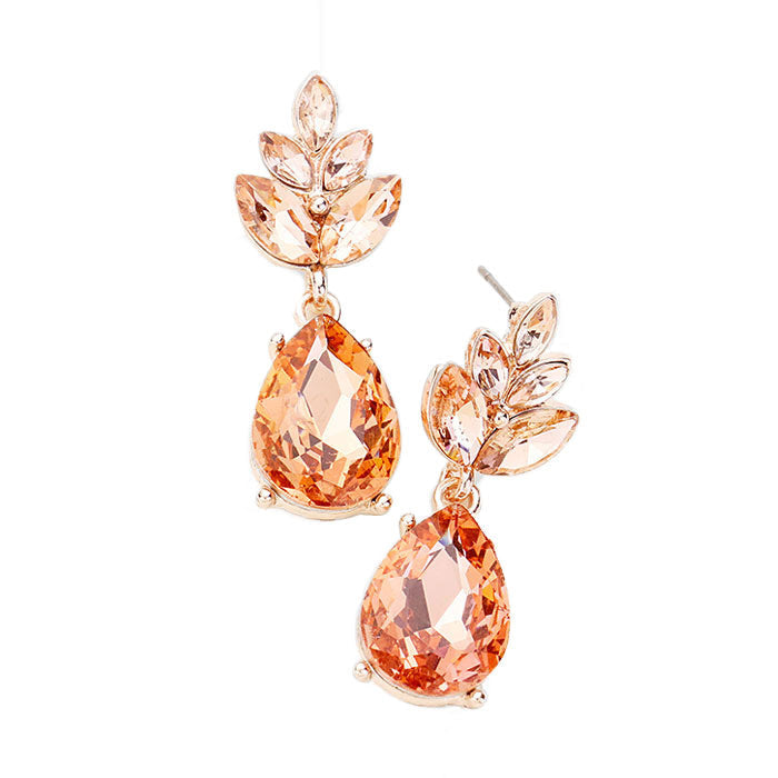 Crystal Teardrop Cluster Vine Evening Earrings
