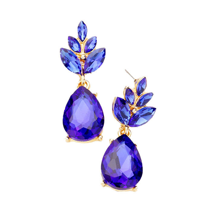 Crystal Teardrop Cluster Vine Evening Earrings