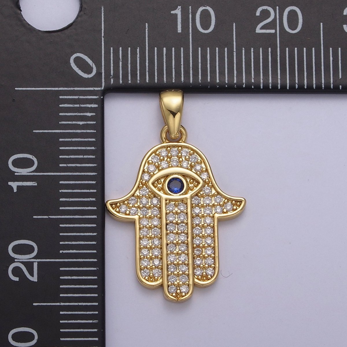 Cubic Gold Filled Hamsa Hand Cz Pendant Hand of Fatimah Charm Statement Jewelry N-545