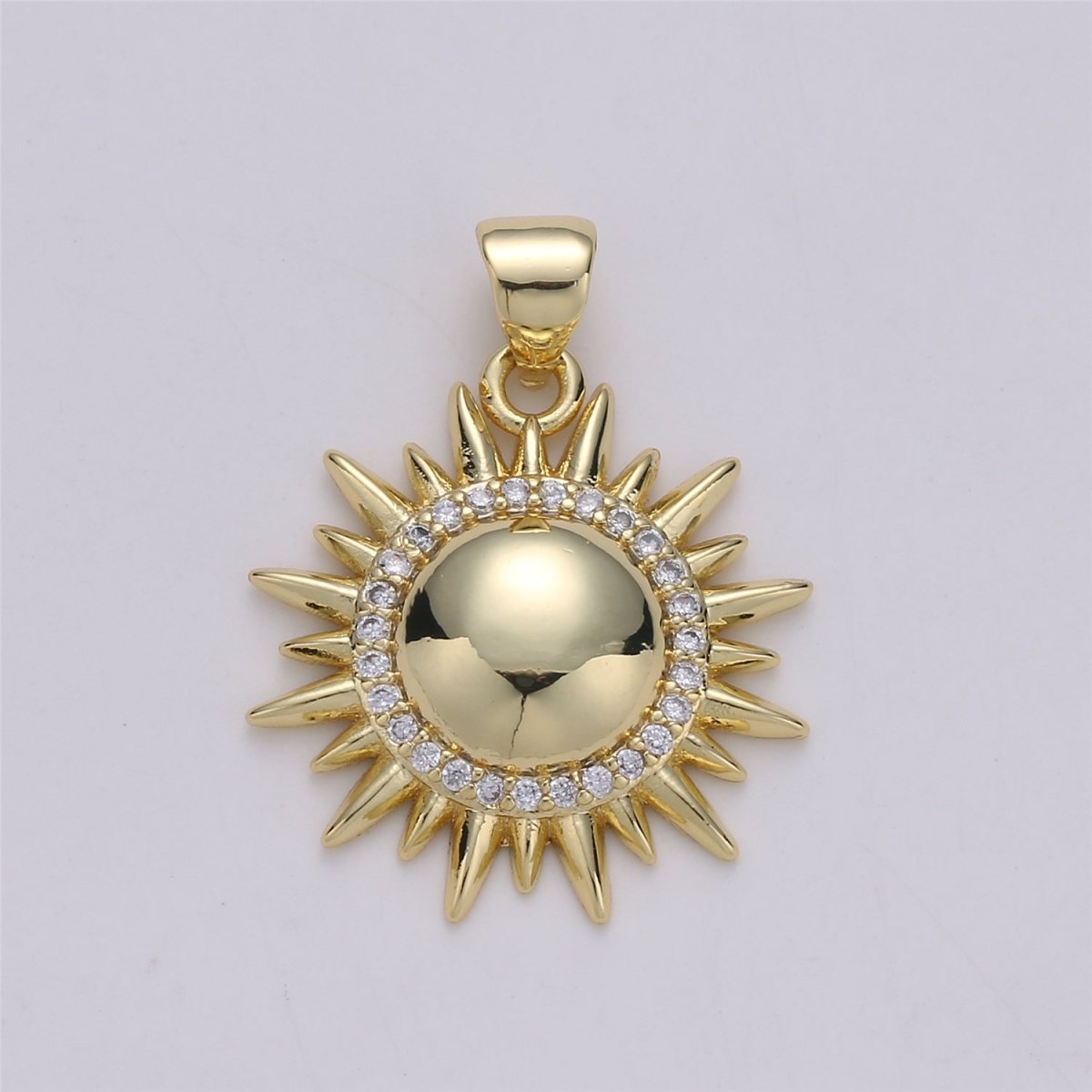 Cubic Gold Filled Sun Pendant Necklace, Sun Charm Necklace, Dainty Celestial Jewelry I-591