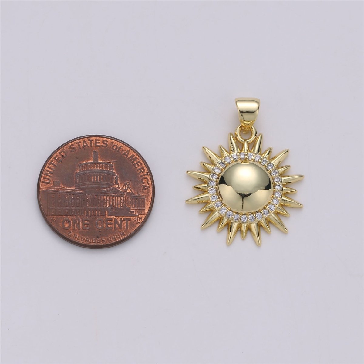 Cubic Gold Filled Sun Pendant Necklace, Sun Charm Necklace, Dainty Celestial Jewelry I-591