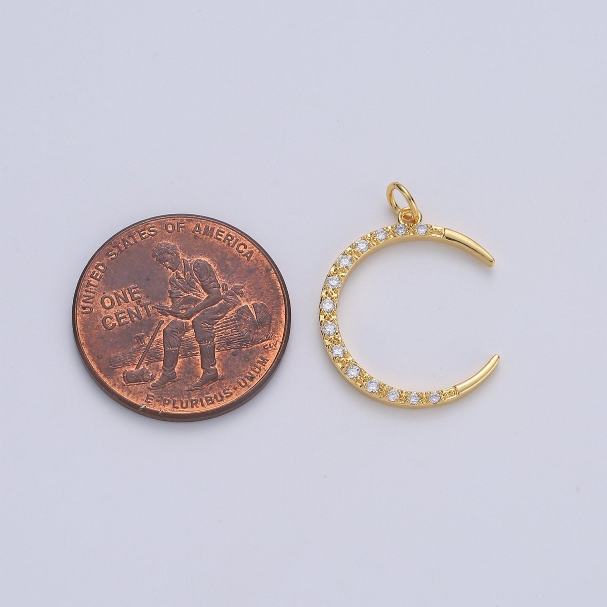 Cubic Moon Pendant, Moon Charm, Jewelry Supplies Dainty Crescent Moon Charm for Celestial Jewelry Making | D-701