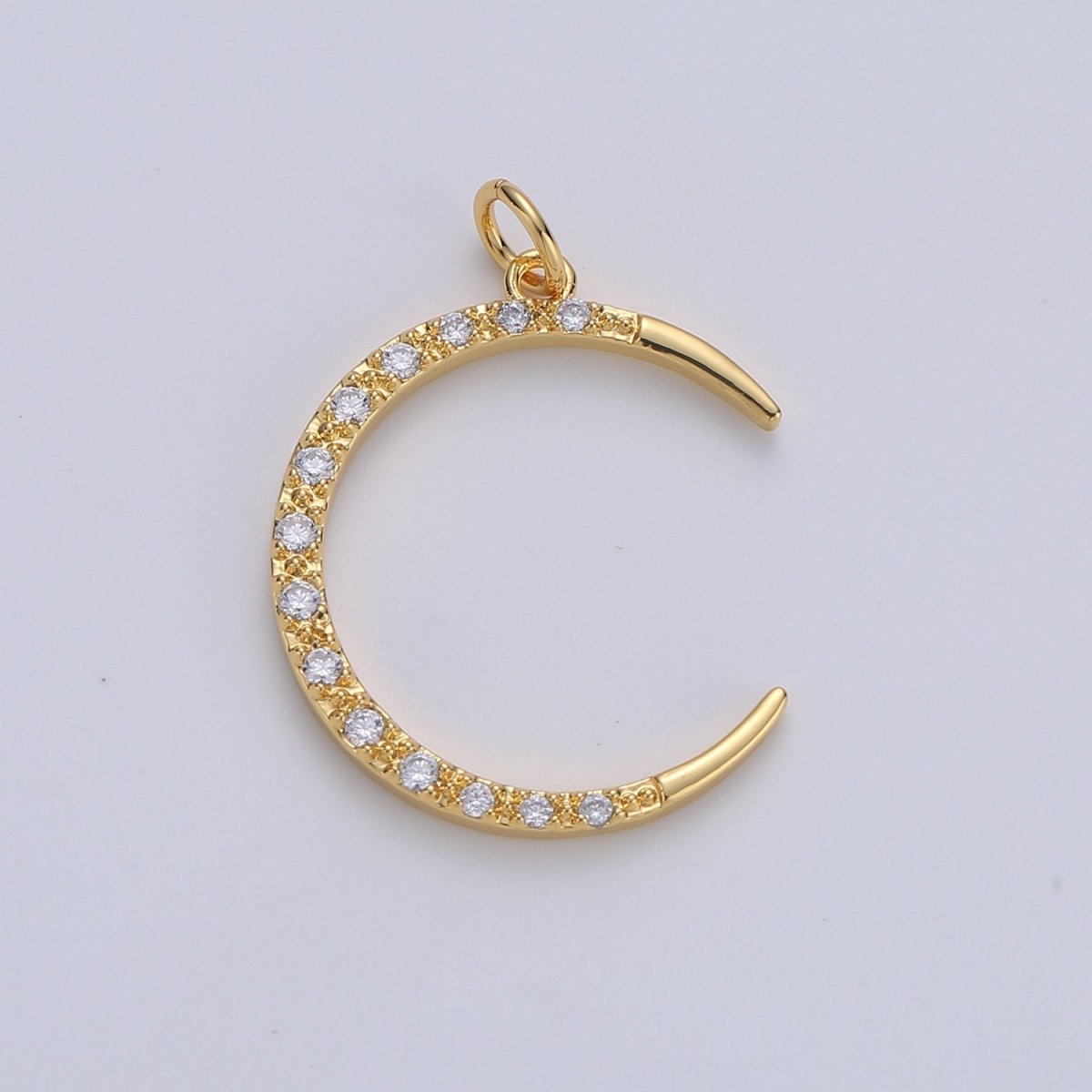 Cubic Moon Pendant, Moon Charm, Jewelry Supplies Dainty Crescent Moon Charm for Celestial Jewelry Making | D-701