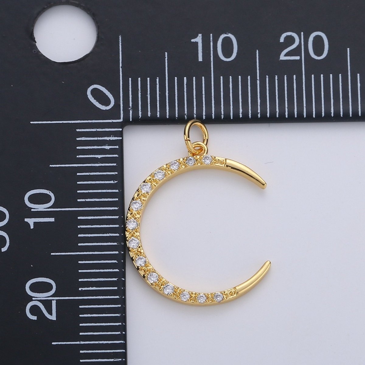 Cubic Moon Pendant, Moon Charm, Jewelry Supplies Dainty Crescent Moon Charm for Celestial Jewelry Making | D-701