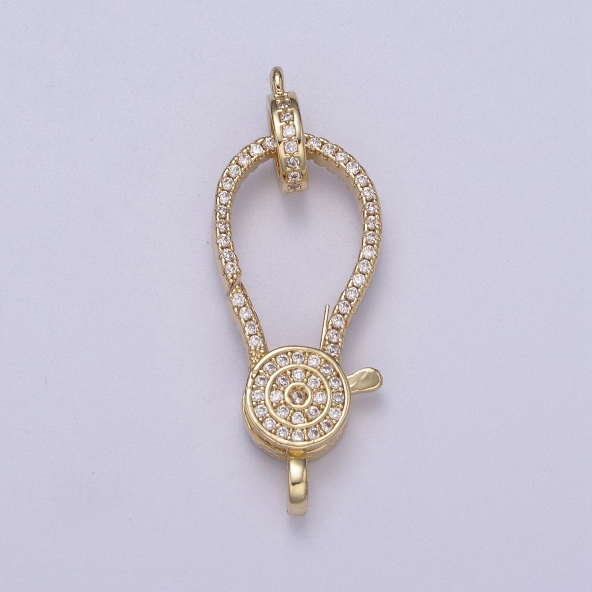 Cubic Zirconia Clasp, Gold Filled Clasp Enhancer, Pave CZ Lobster Clasp 35.3x12.6mm L-606