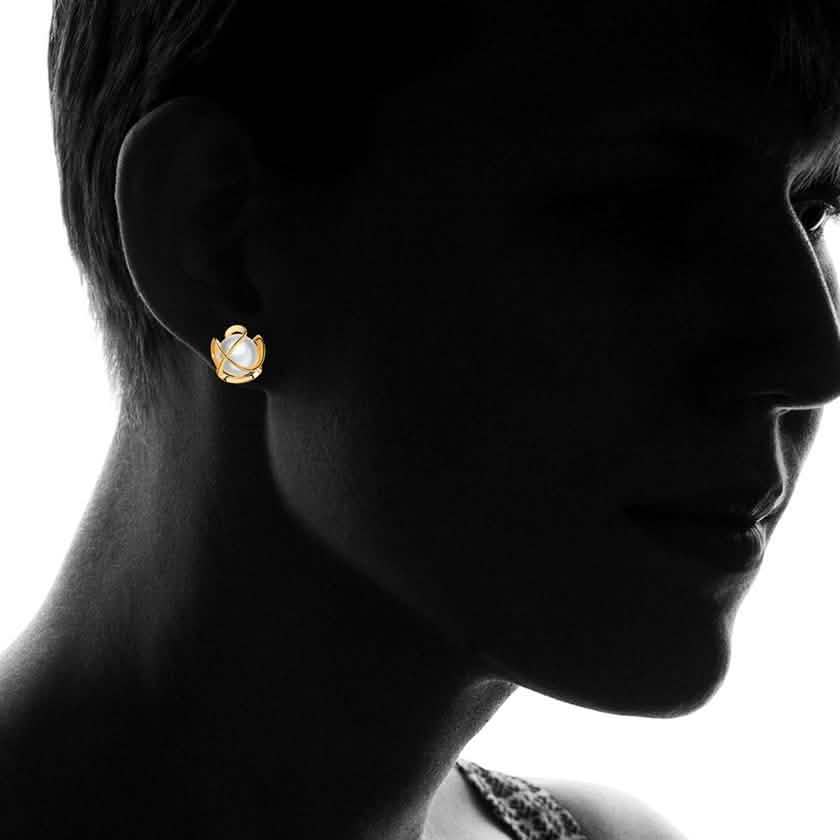 Cultured Freshwater Pearl Cage Earrings by Sevil