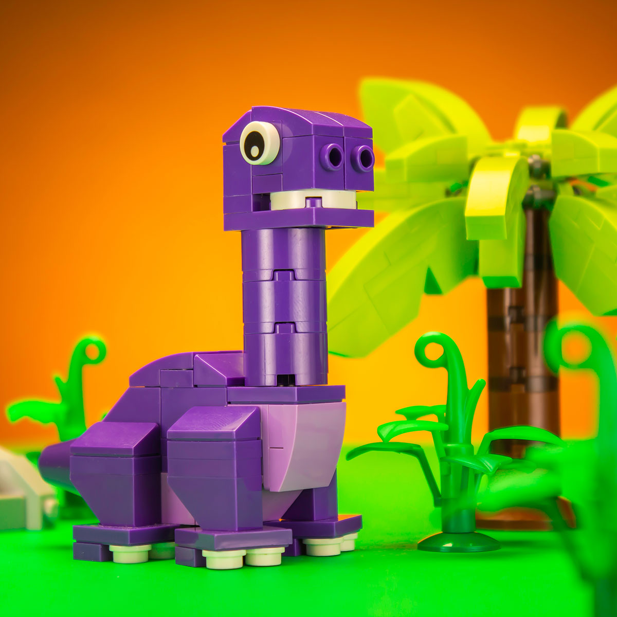 Baby Brontosaurus Dinosaur Building Set made with LEGO parts - B3 Customs
