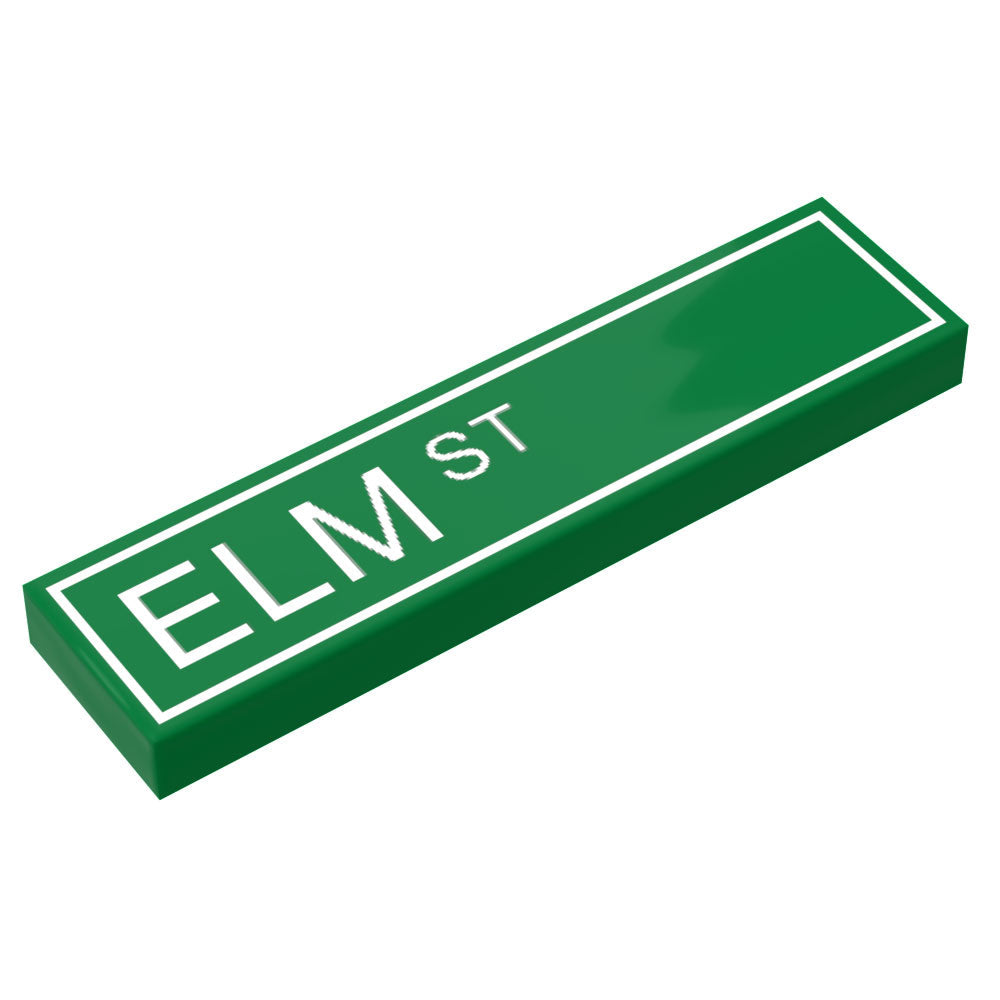 Panneau de la rue Elm fabriqué avec une pièce LEGO (tuile 1x4) - B3 Customs