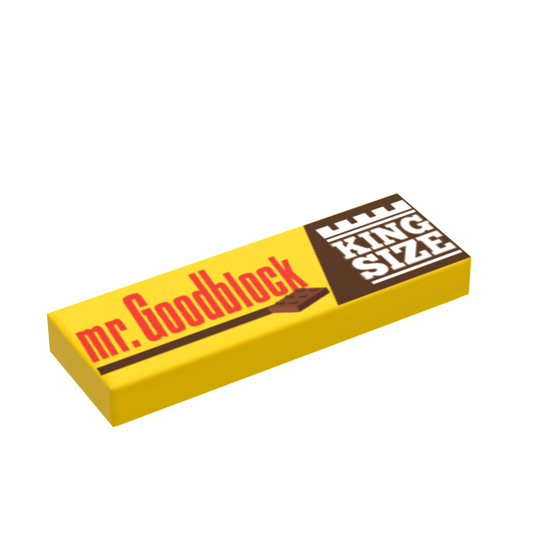 King Size Mr. Goodblock Printed 1x3 Tile made using LEGO tile