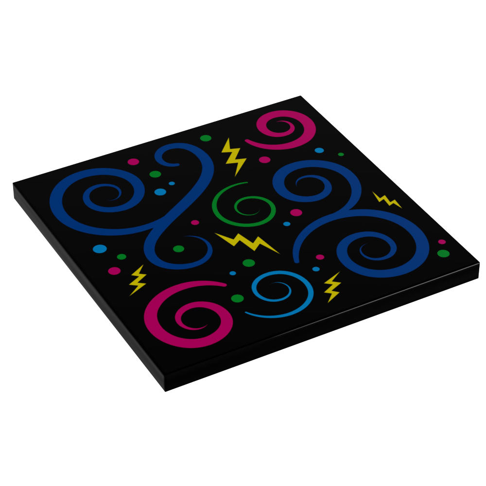 Tapis d'arcade rétro années 80 et 90 (spirales) - Tuile 6x6 imprimée sur mesure pour MOCs LEGO