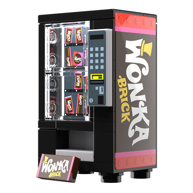 Distributeur automatique Wonka Bars fabriqué en LEGO