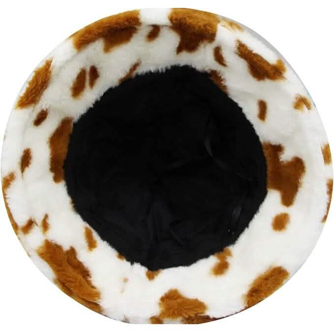 Cute Cow Print Fuzzy Bucket Hat