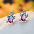 Cute Zirconia Turtle Ear Stud Earrings