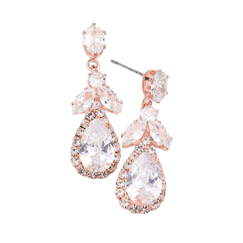 CZ Multi Stone Dangle Evening Earrings
