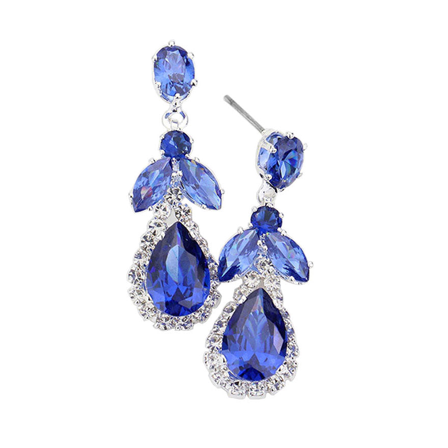 CZ Multi Stone Dangle Evening Earrings
