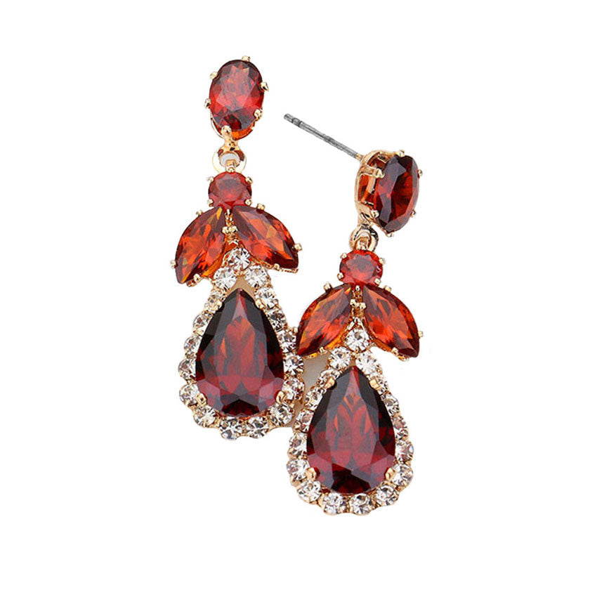CZ Multi Stone Dangle Evening Earrings