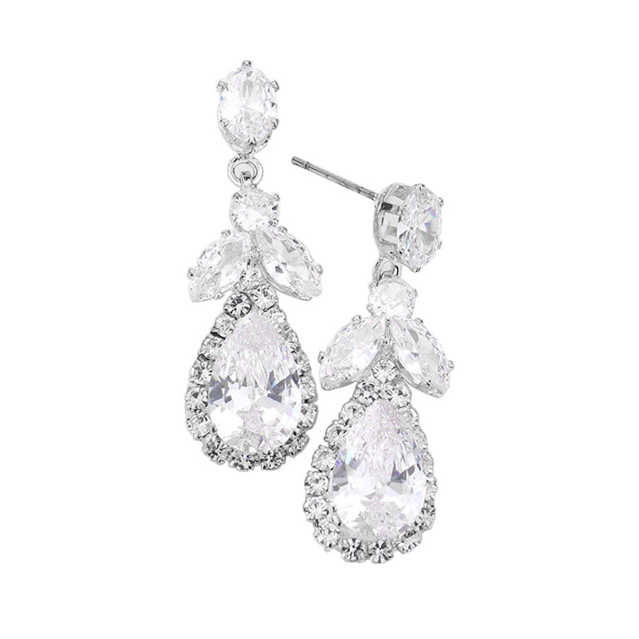CZ Multi Stone Dangle Evening Earrings