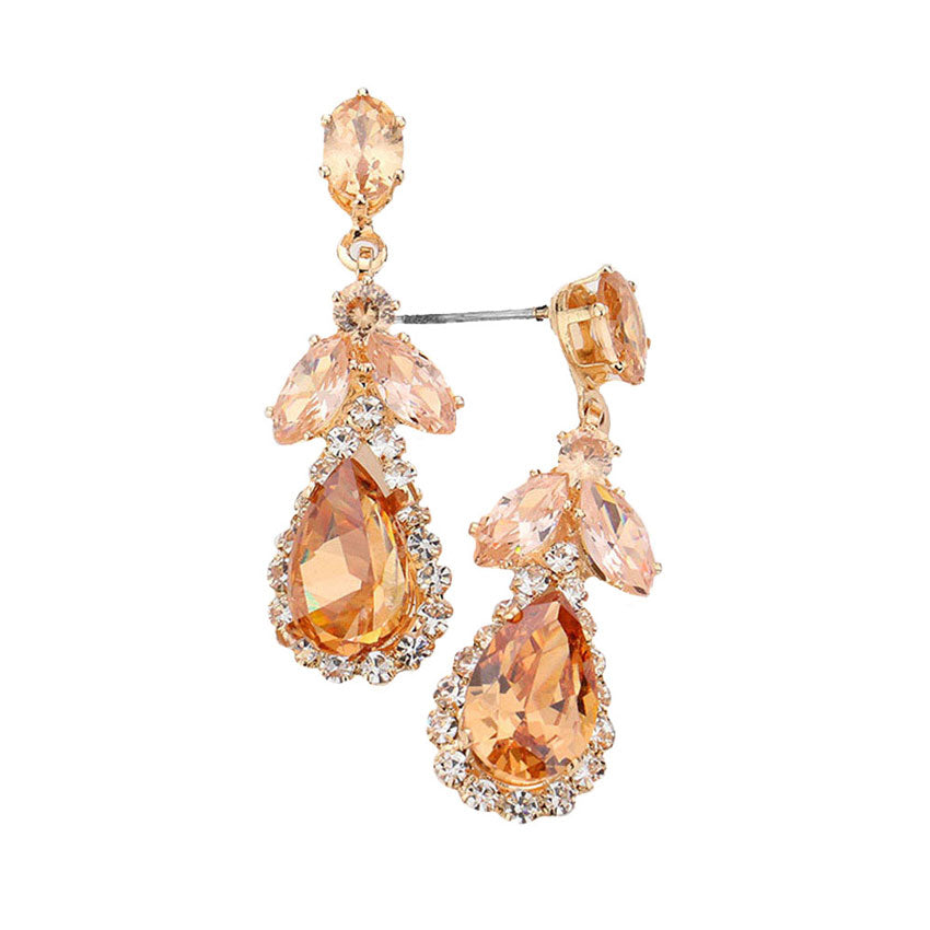 CZ Multi Stone Dangle Evening Earrings