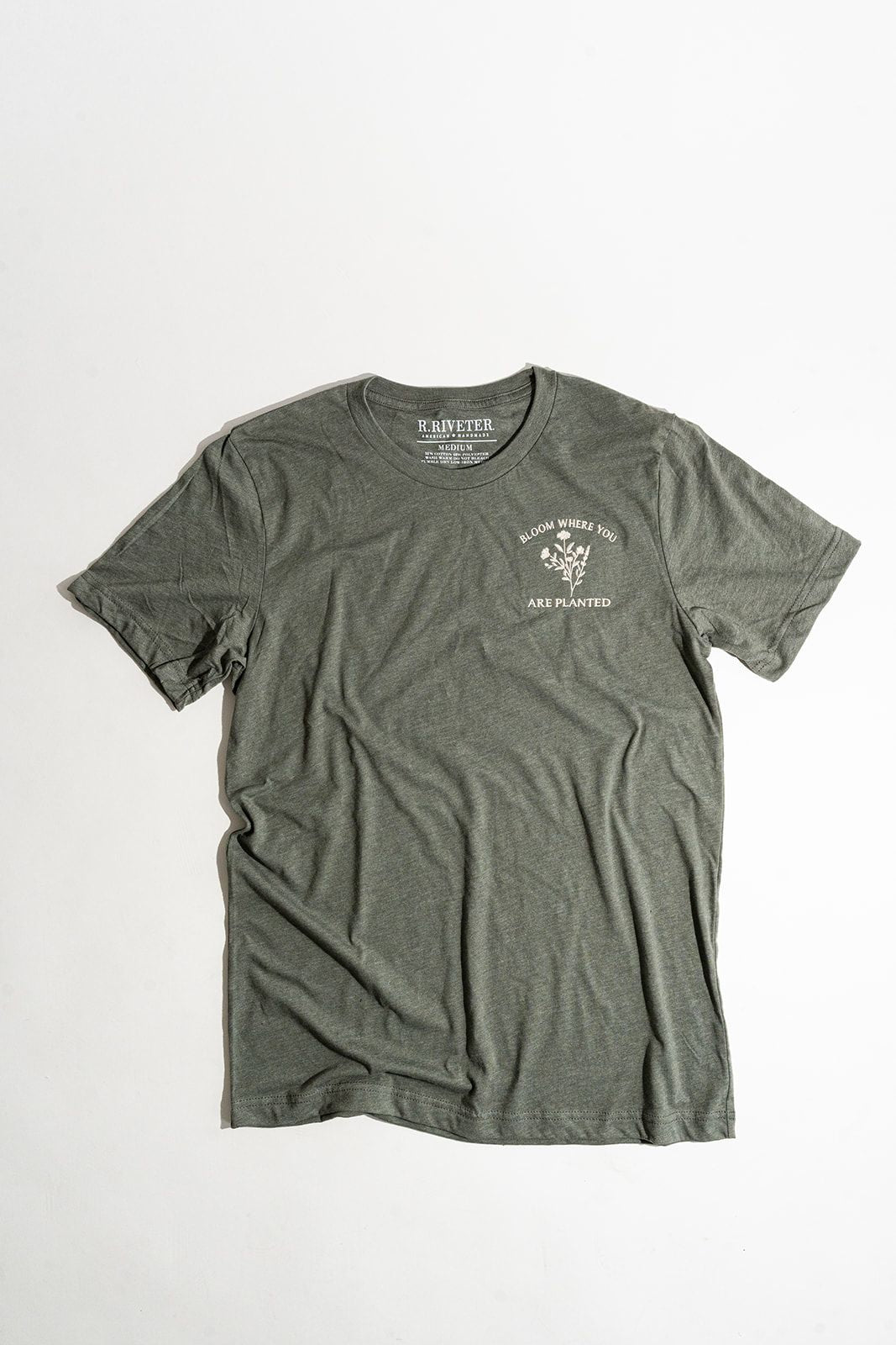 Unisex T-Shirt | Fatigue Cotton Crewneck with Wildflower Embroidery